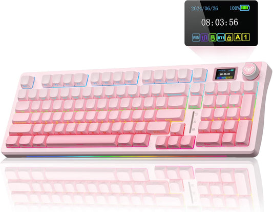 S98 Pro Wireless Mechanical Gaming Keyboard with Screen, Knob, 96 Keys