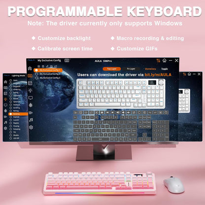 S98 Pro Wireless Mechanical Gaming Keyboard with Screen, Knob, 96 Keys