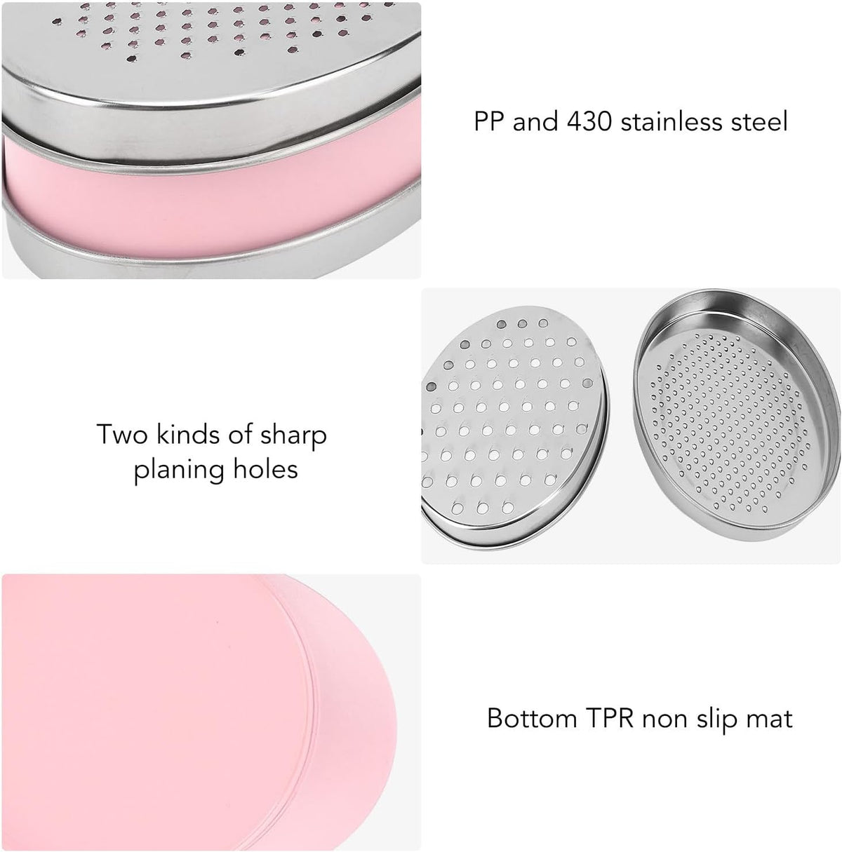Portable Cheese Grater Stainless Steel Box Grater with Storage Container for Easy Grating in Home Kitchen (Pink), #013, Jeffergardenox1nhivue3-13