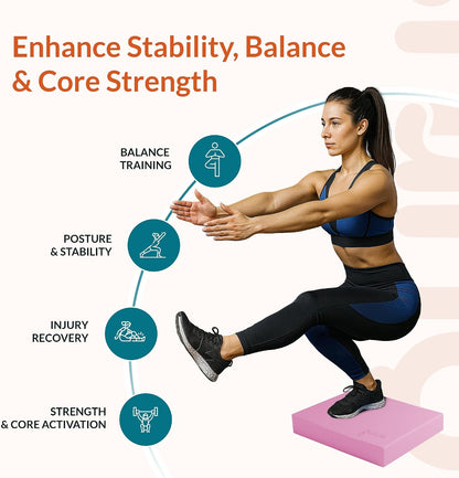 Balance Pad – High-Density Foam Balance Pad Physical Therapy for Stability & Strength, Exercise Foam Pad for Balancing, Non-Slip Lightweight Trainer for Home Gym & Rehab (Blue)