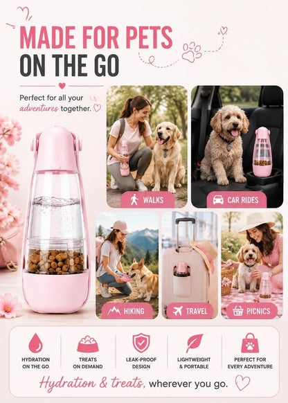 Portable Dog Water Bottle Portable Pink Travel Dog Bowls Puppy Water Bowl