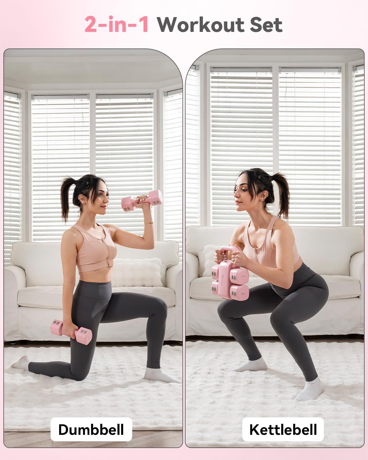 2-in-1 Adjustable Kettlebell Dumbbell Set for Women