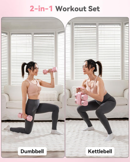 2-in-1 Adjustable Kettlebell Dumbbell Set for Women