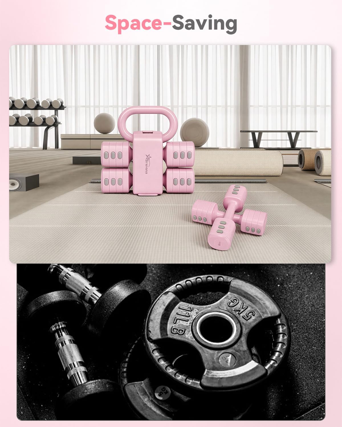 2-in-1 Adjustable Kettlebell Dumbbell Set for Women
