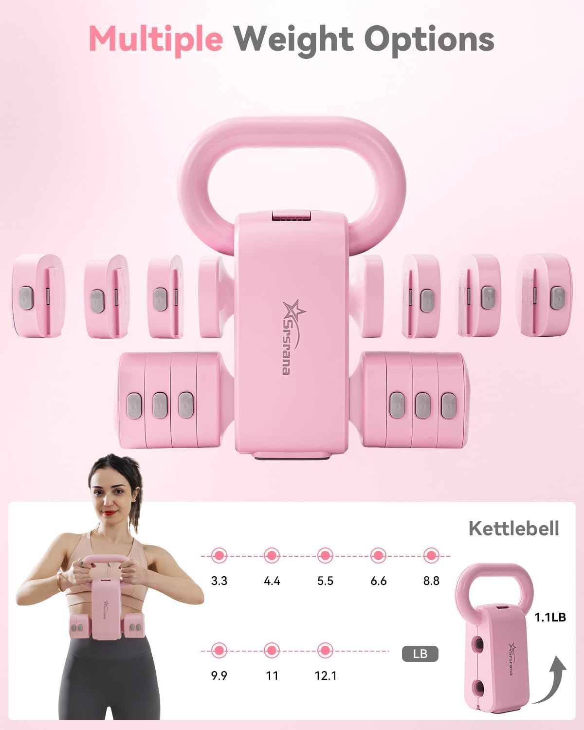 2-in-1 Adjustable Kettlebell Dumbbell Set for Women