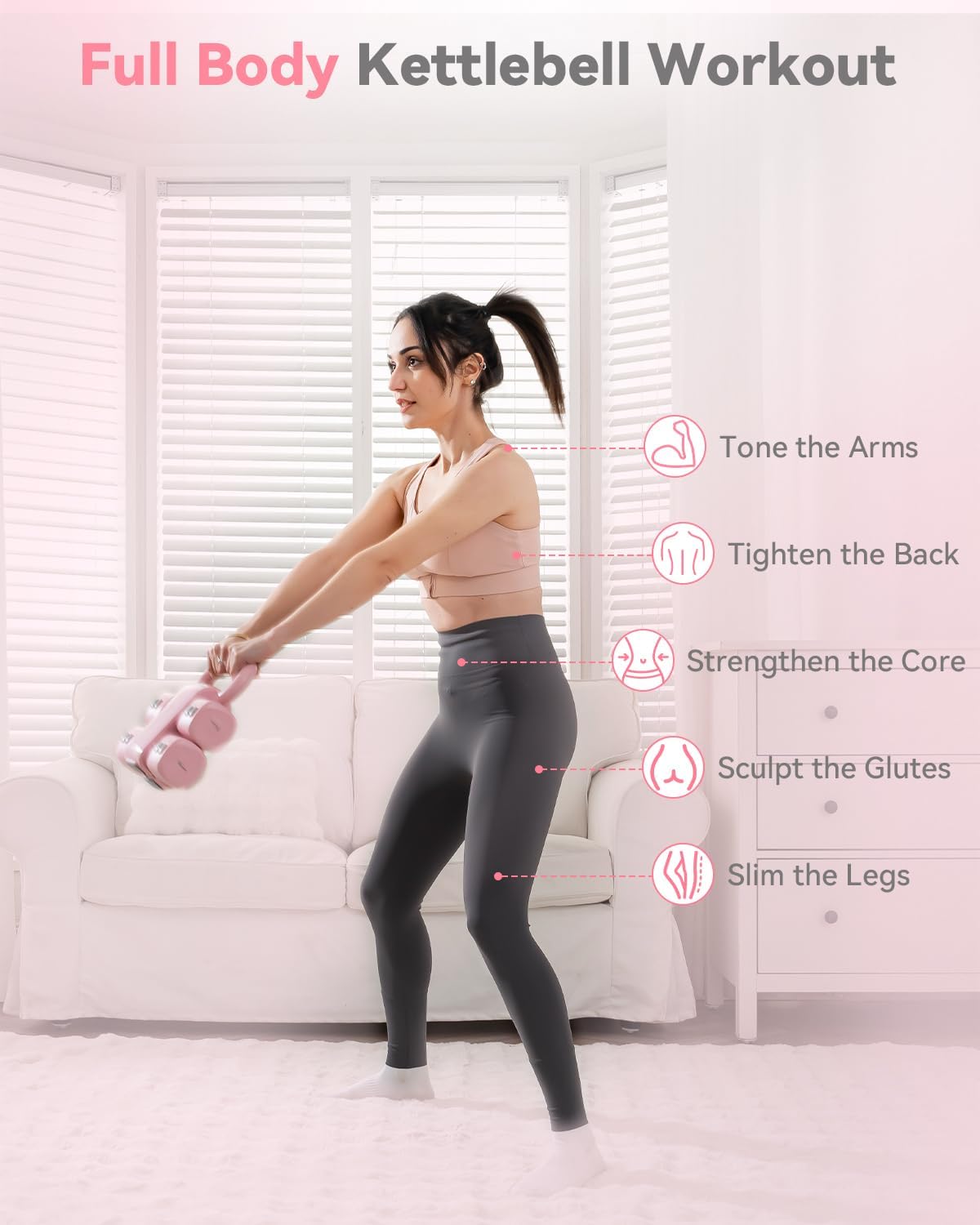 2-in-1 Adjustable Kettlebell Dumbbell Set for Women