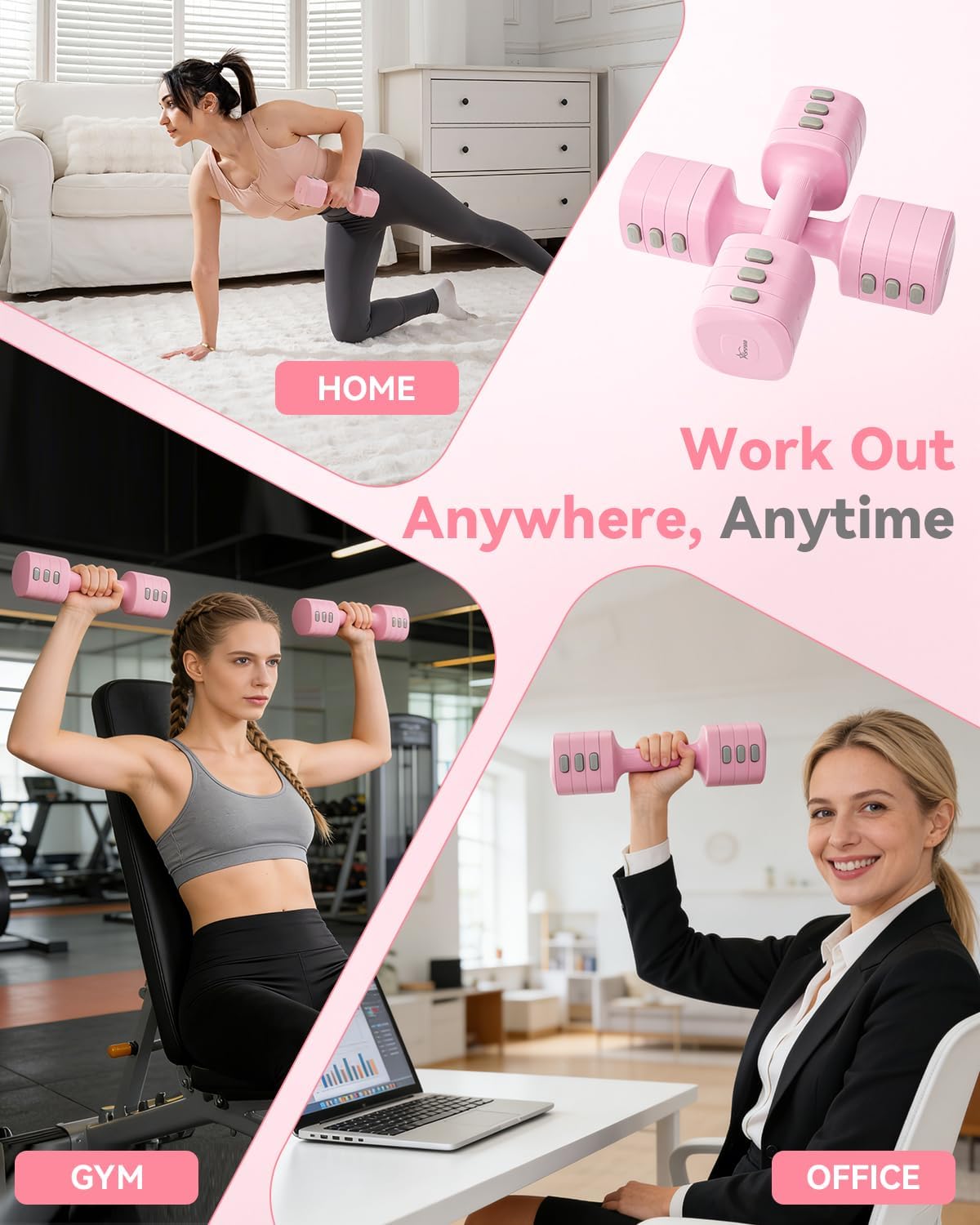 2-in-1 Adjustable Kettlebell Dumbbell Set for Women