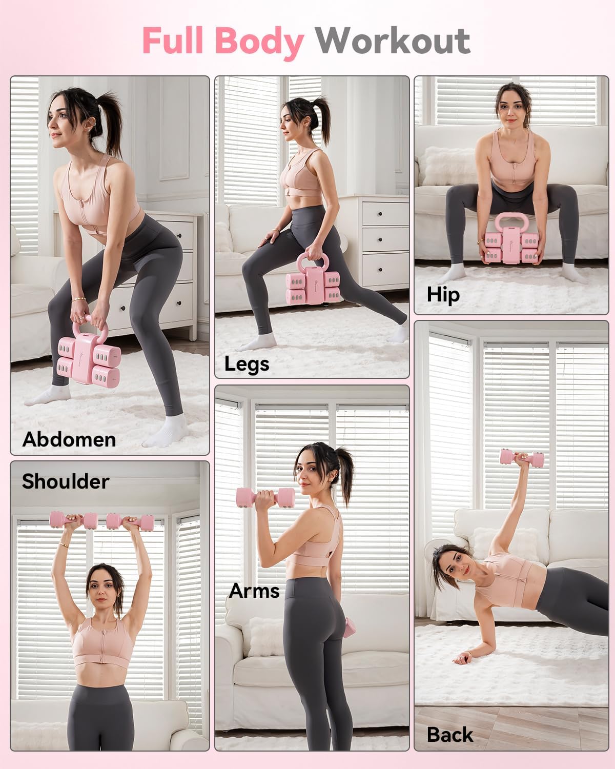 2-in-1 Adjustable Kettlebell Dumbbell Set for Women