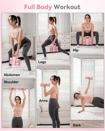 2-in-1 Adjustable Kettlebell Dumbbell Set for Women