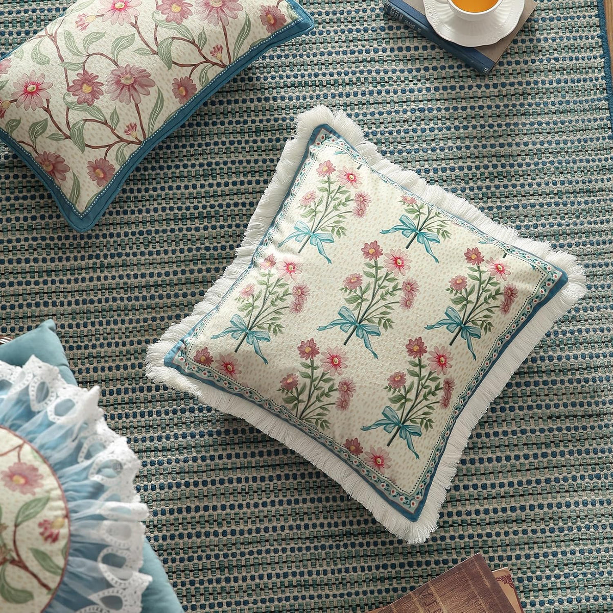 Designer French Velvet Throw Pillow Cover,Set of 4,-MontebourgABCE