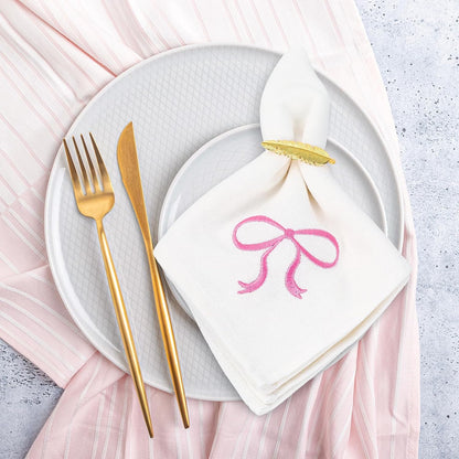 FYSUIMU Pink Bow Cloth Napkins Washable Coquette Bowknot Dinner Napkin Reusable Cotton Bow Napkins 18 x 18 Inch Cute Kitchen Top Collection for Wedding Birthday Bridal or Baby Shower Party, 2Pcs