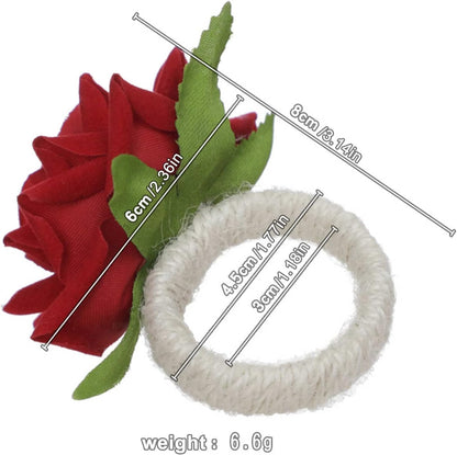 Artificial Pink Rose Flower Napkin Rings Set of 12, Silk Rose Flower Napkin Buckles Rings Faux Rose Flower Napkin Rings Fake Floral Napkin Ring Holder for Home Kitchen Weddings Table Decor
