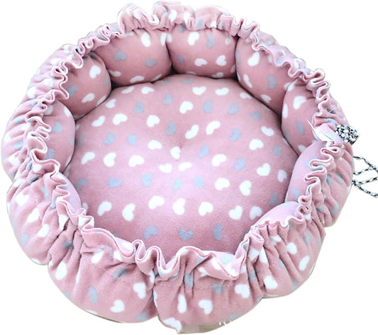Cat Bed, 13 Inch Diameter Pink Cotton Pet Nest for Cat, Dog and Other Pets (Small)