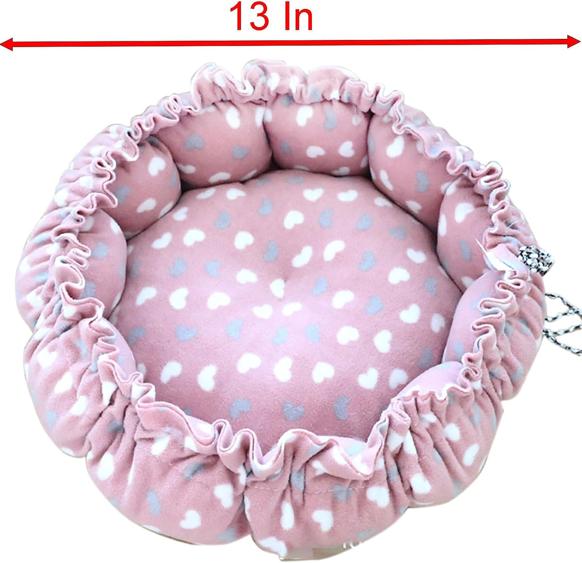 Cat Bed, 13 Inch Diameter Pink Cotton Pet Nest for Cat, Dog and Other Pets (Small)