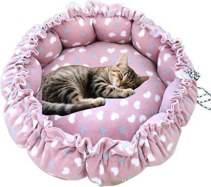 Cat Bed, 13 Inch Diameter Pink Cotton Pet Nest for Cat, Dog and Other Pets (Small)