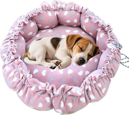 Cat Bed, 13 Inch Diameter Pink Cotton Pet Nest for Cat, Dog and Other Pets (Small)