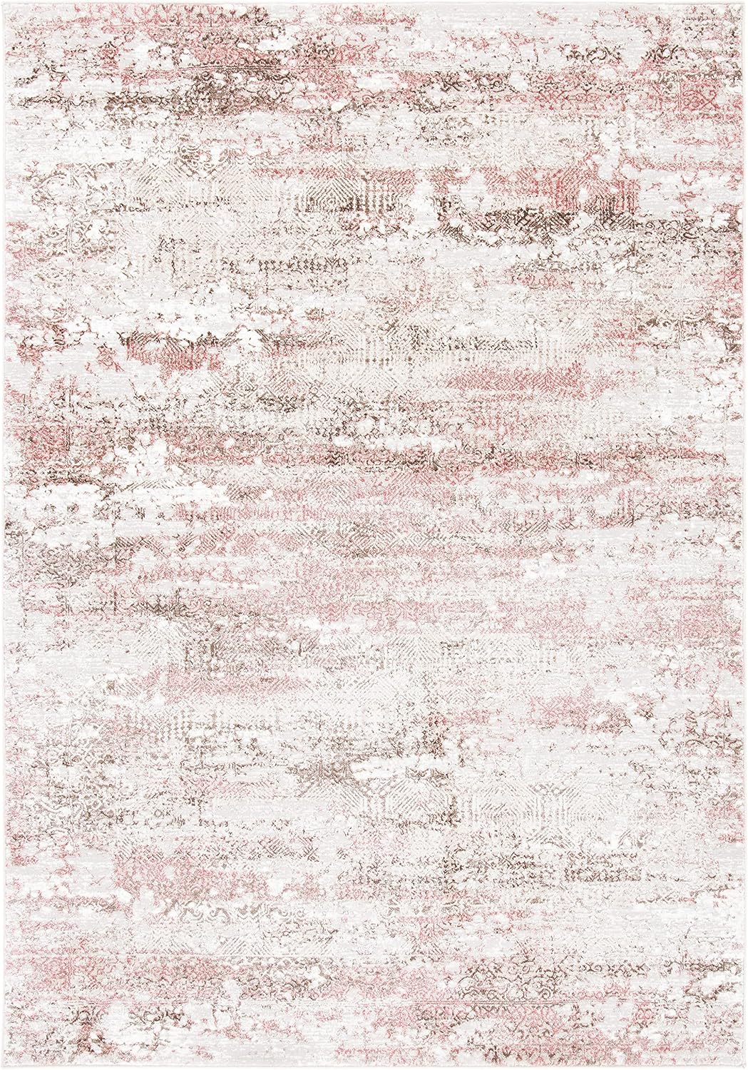 Meadow Collection Area Rug - 5'3" x 7'6", Beige & Pink, Modern Abstract Design, Non-Shedding & Easy Care, Ideal for High Traffic Areas in Living Room, Bedroom (MDW585B)