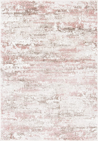 Meadow Collection Area Rug - 5'3" x 7'6", Beige & Pink, Modern Abstract Design, Non-Shedding & Easy Care, Ideal for High Traffic Areas in Living Room, Bedroom (MDW585B)