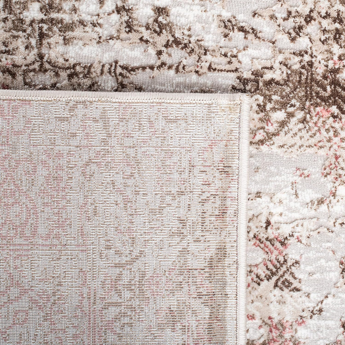 Meadow Collection Area Rug - 5'3" x 7'6", Beige & Pink, Modern Abstract Design, Non-Shedding & Easy Care, Ideal for High Traffic Areas in Living Room, Bedroom (MDW585B)