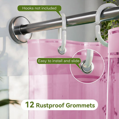 Pink Shower Curtain Liner 72x72, 2 Pack Lightweight Waterproof PEVA Plastic Transparent Shower Curtain for Bathroom with 3 Strong Magnets and 12 Rustproof Grommets