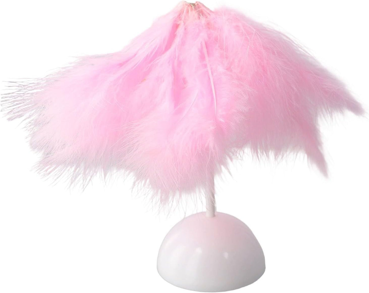 Feather Table Lamp with Plush Shade for Bedroom Bedside, Decorative Night Light for Girls, Wedding and Living Room Decor(pink)