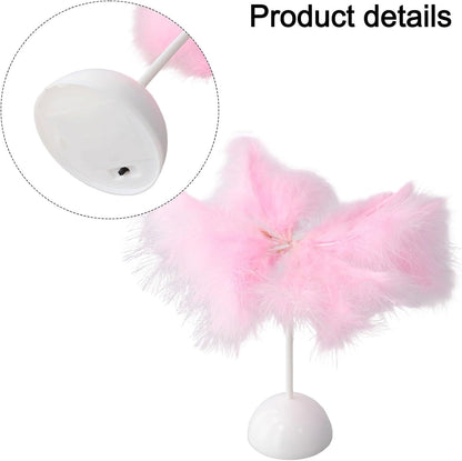 Feather Table Lamp with Plush Shade for Bedroom Bedside, Decorative Night Light for Girls, Wedding and Living Room Decor(pink)