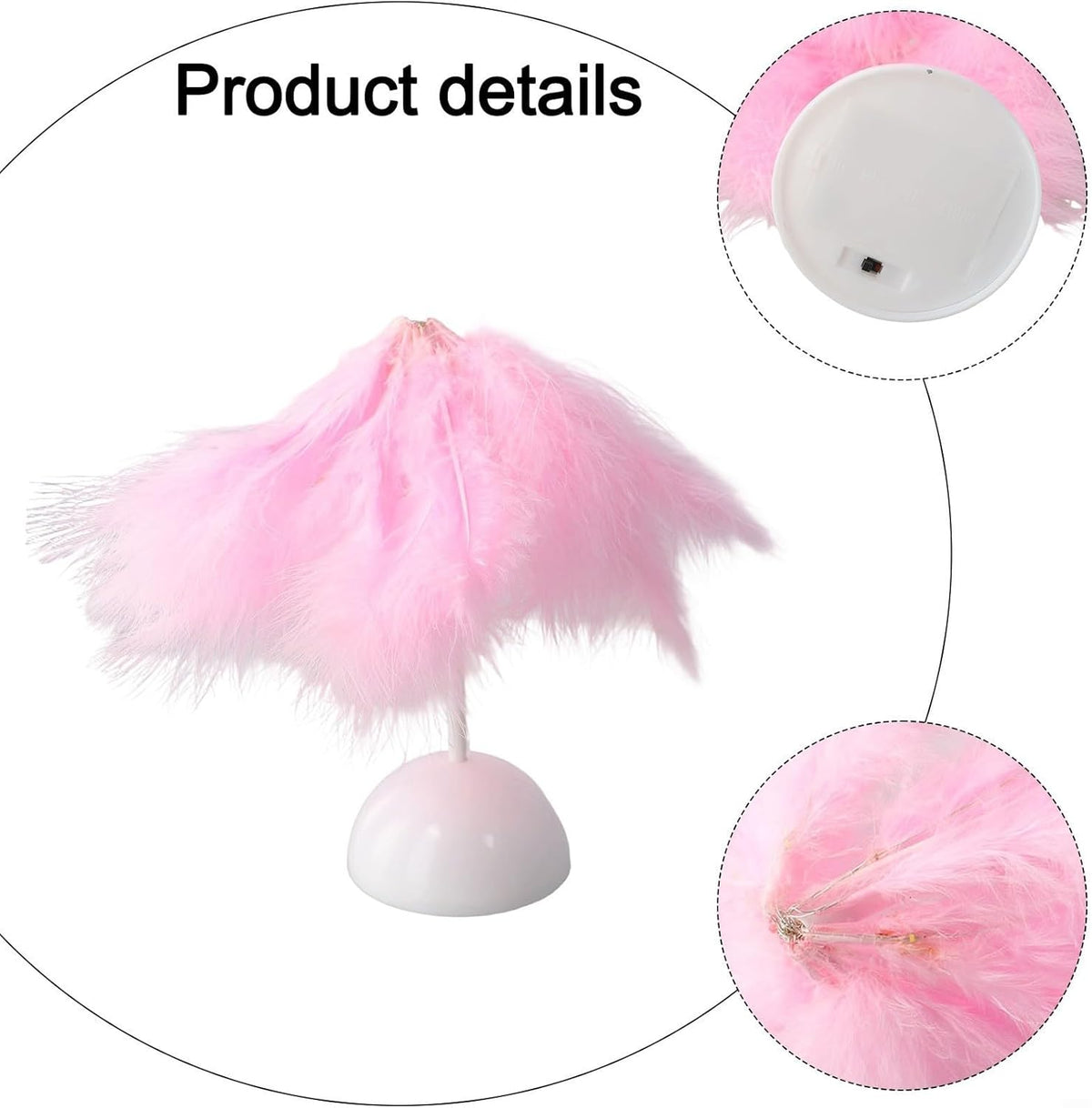 Feather Table Lamp with Plush Shade for Bedroom Bedside, Decorative Night Light for Girls, Wedding and Living Room Decor(pink)
