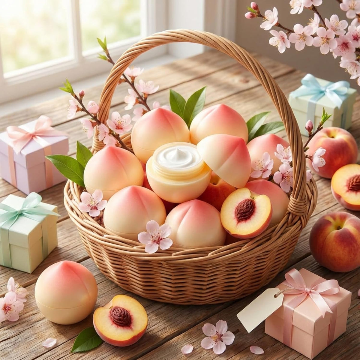 12 Pack Peach Hand Cream Set for Women, Cute Fruit Lotion, Peach Themed Gifts, Party Favors, Bulk Hand Lotions
