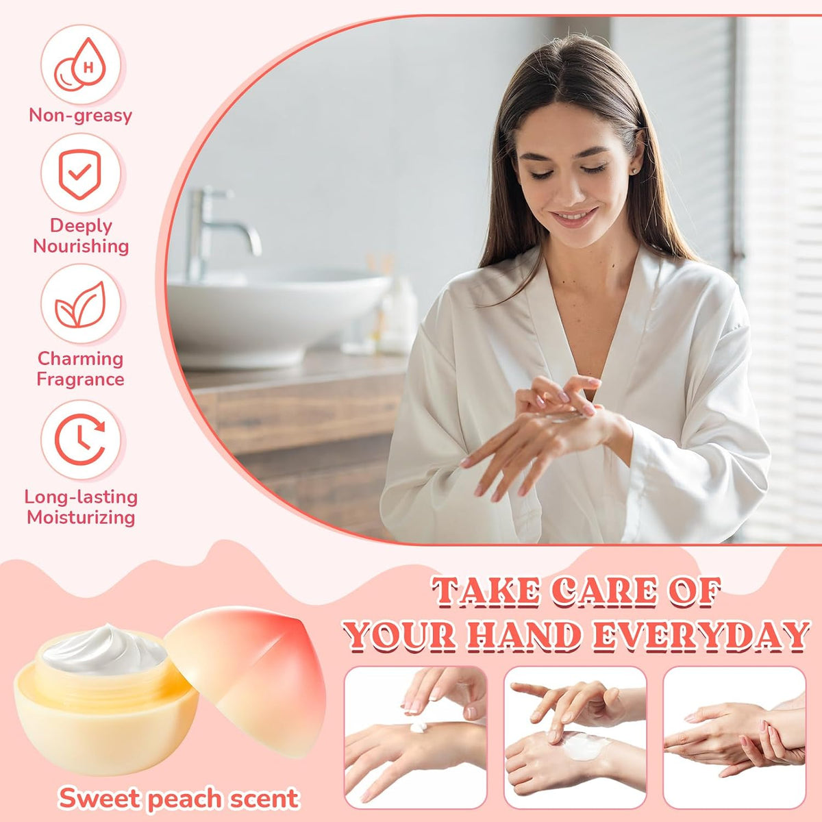 12 Pack Peach Hand Cream Set for Women, Cute Fruit Lotion, Peach Themed Gifts, Party Favors, Bulk Hand Lotions