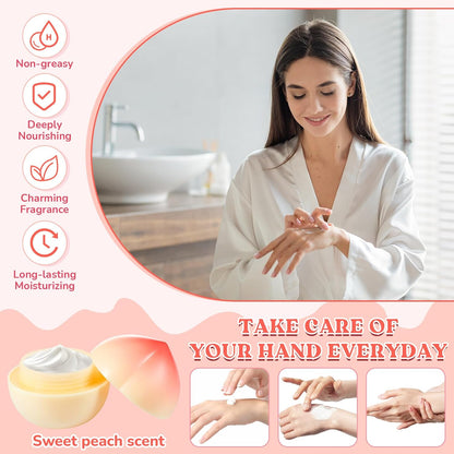 12 Pack Peach Hand Cream Set for Women, Cute Fruit Lotion, Peach Themed Gifts, Party Favors, Bulk Hand Lotions
