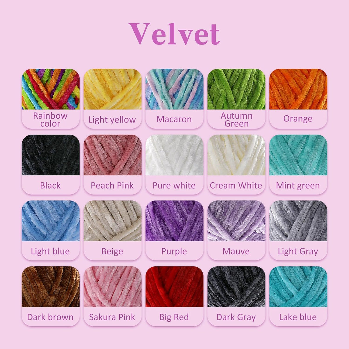 Velvet Chenille Yarn for Crocheting, Pink Baby Blanket Yarn for Crochet
