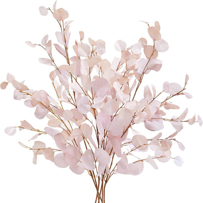 Blush Pink Eucalyptus Artificial Silk Leaves Realistic Looking for Centerpieces Fillers Bouquets Six Stems