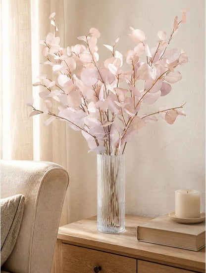 Blush Pink Eucalyptus Artificial Silk Leaves Realistic Looking for Centerpieces Fillers Bouquets Six Stems
