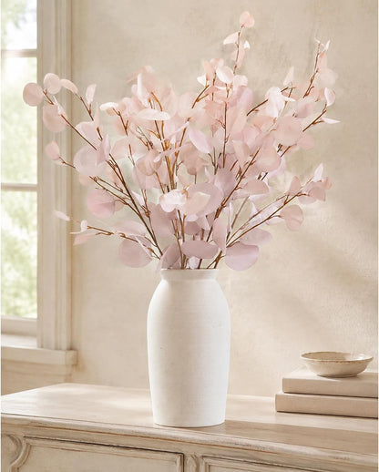 Blush Pink Eucalyptus Artificial Silk Leaves Realistic Looking for Centerpieces Fillers Bouquets Six Stems