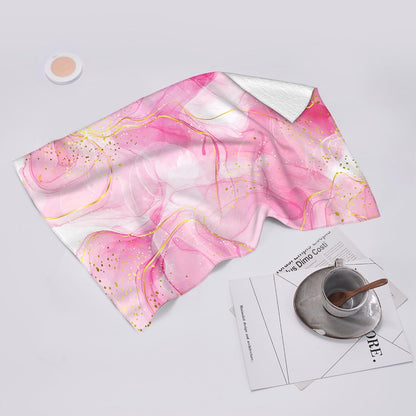 Pink Marble Kitchen Dish Towels and Dishcloths Sets of 2 Tea Towel