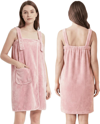 Towel Robe for Women with Straps - Lightweight Absorbent Cozy Bath Wraps for Women After Shower (Including Plus Size)