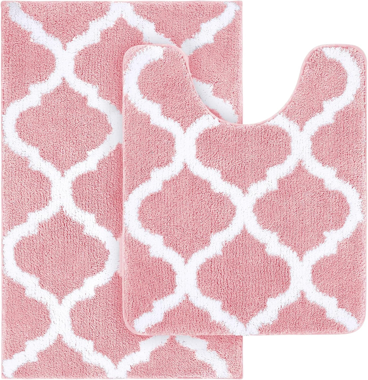 Bathroom Rugs Set 2 Piece, 30"x20"+24"x20", Pink