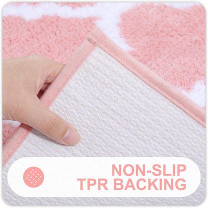 Bathroom Rugs Set 2 Piece, 30"x20"+24"x20", Pink