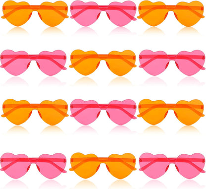 12 Pcs Pink Orange Party Sunglasses Bulk Bachelorette Sunglasses Plastic Orange Pink Summer Decorations for Women