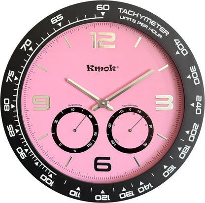16" Silent Wall Clock, Pink, 3D Raised Numbers