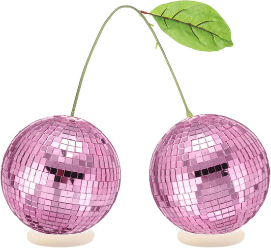 Cherry Disco Ball Decor 4 Inch Double Mirror Disco Balls Pink