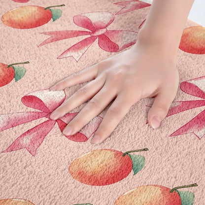 Pink Bow Kids Bathroom Rugs,Boys Girls 20"x32",Large Peach Bath Mats,Cute Coquette Bow Knot Soft Bathroom Accessories,Sweet Peach Floor Doormats Fruit Gift Non-Slip,Pink Orange