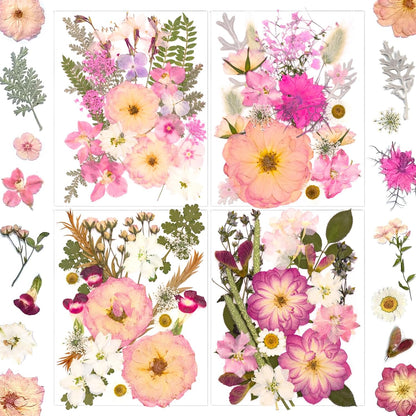 92 Pcs Pink Pressed Dried Flowers for Resin, Real Natural Bulk Dry Wildflowers Leaves Perfect for Epoxy Molds, DIY Crafts, Soap Candles Jewelry Making, and Home Decor