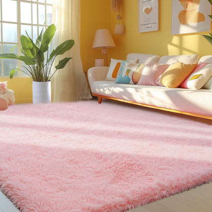 Pink Fluffy Area Rugs 3x5: Furry Cute Bedroom Rugs