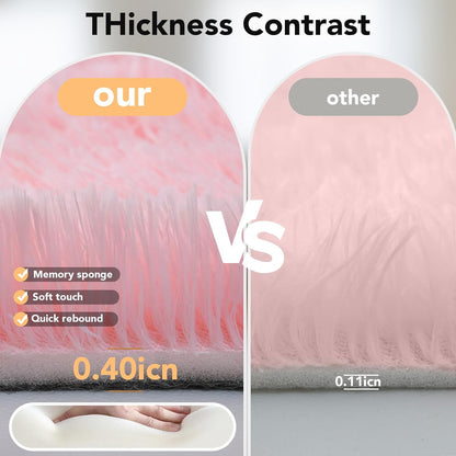 Pink Fluffy Area Rugs 3x5: Furry Cute Bedroom Rugs