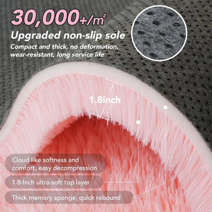 Pink Fluffy Area Rugs 3x5: Furry Cute Bedroom Rugs