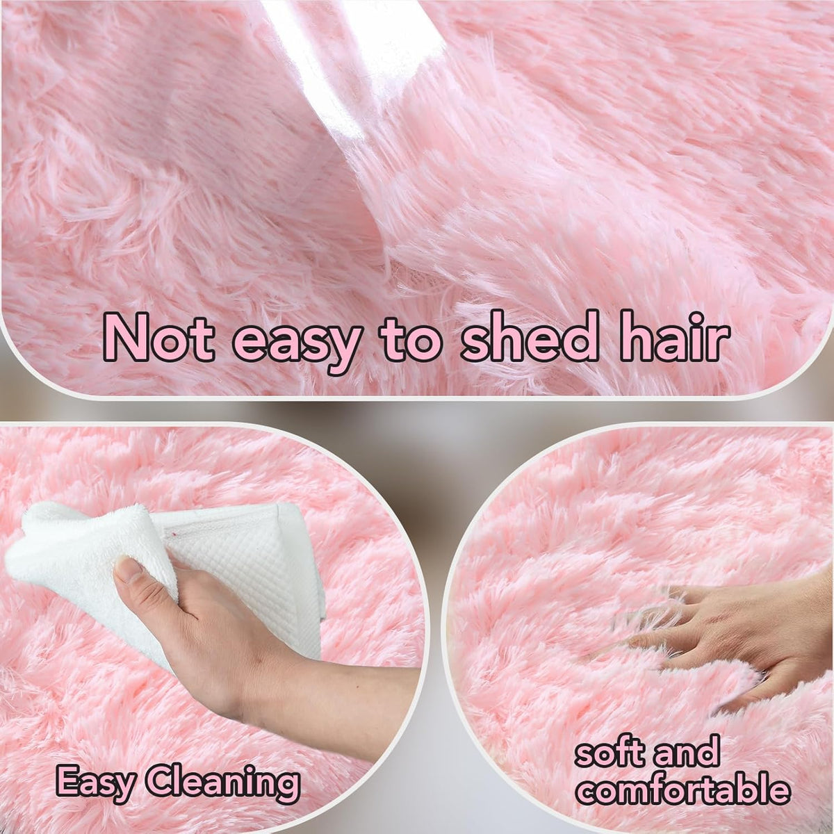 Pink Fluffy Area Rugs 3x5: Furry Cute Bedroom Rugs