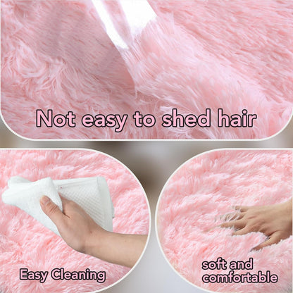 Pink Fluffy Area Rugs 3x5: Furry Cute Bedroom Rugs