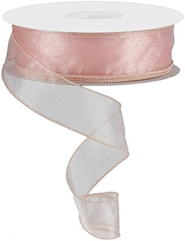 Sheer Organza Ribbon Wired 150ft Spool (Peach)