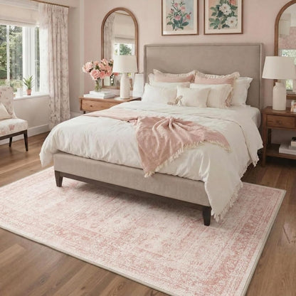 5FT Round Area Rugs for Living Room, Vintage Non Slip Washable Rugs